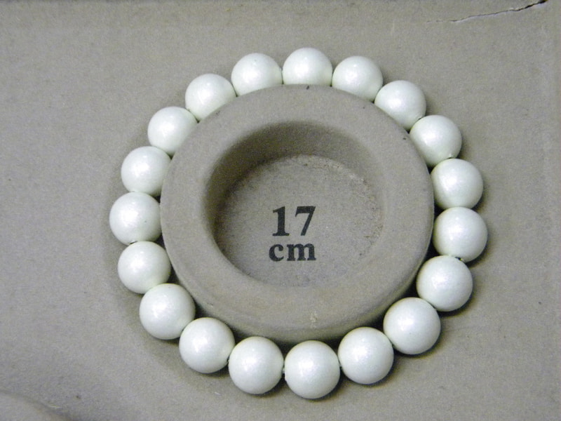 NEW　10mm玉ブレスレット（玉川産北投石）パールホワイト　写真画像