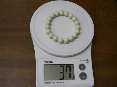 NEW　10mm玉ブレスレット（玉川産北投石）パールホワイト　写真画像