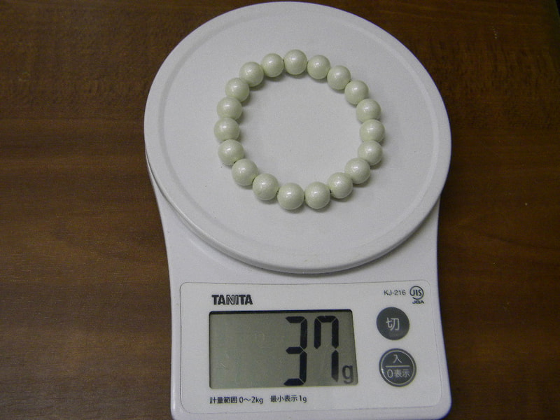NEW　10mm玉ブレスレット（玉川産北投石）パールホワイト　写真画像