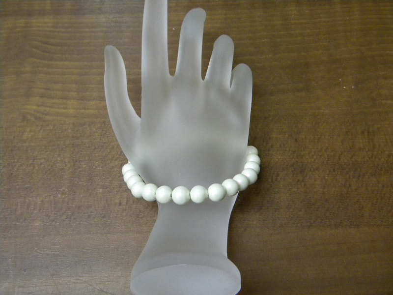 新商品 8mm玉ブレスレット(玉川産北投石)パールホワイト 写真画像