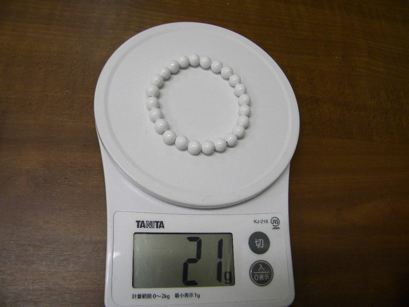 新商品 8mm玉ブレスレット(玉川産北投石)ホワイト 写真画像