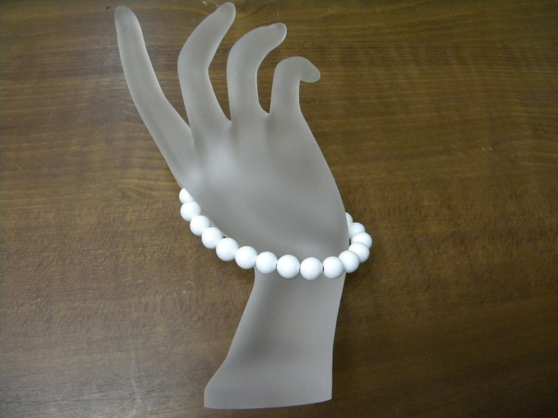 新商品 8mm玉ブレスレット(玉川産北投石)ホワイト 写真画像