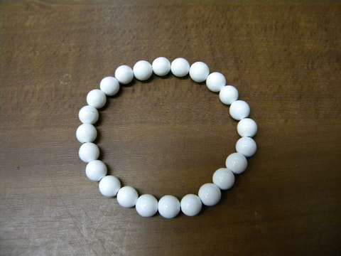 新商品 8mm玉ブレスレット(玉川産北投石)ホワイト 写真画像