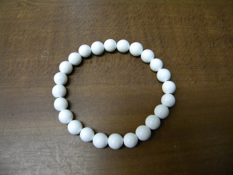 新商品 8mm玉ブレスレット(玉川産北投石)ホワイト 写真画像
