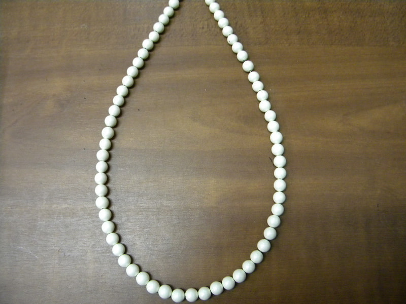 新商品パールホワイト8mm・70玉ネックレス(玉川産北投石) 写真画像