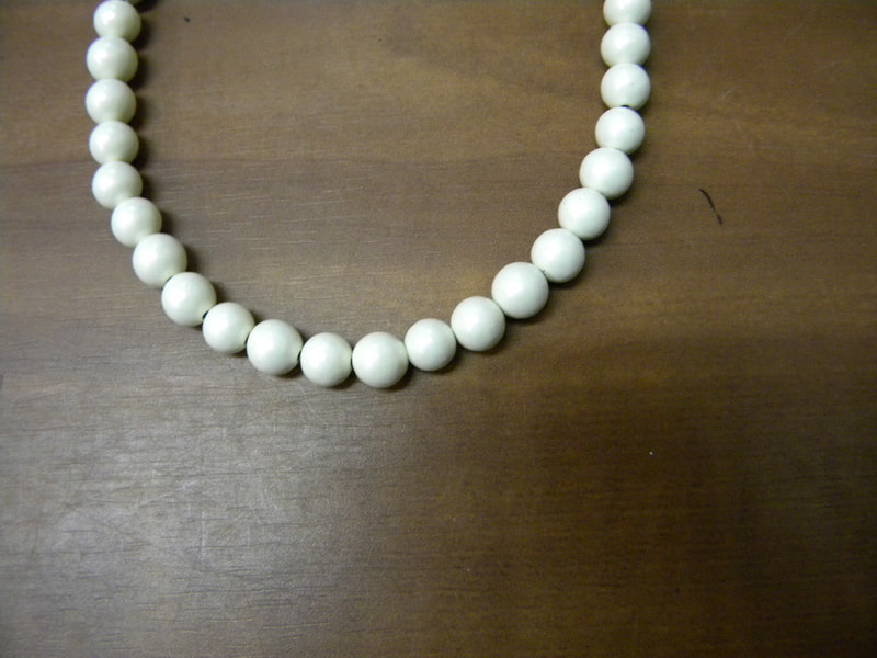 新商品パールホワイト8mm・55玉ネックレス(玉川産北投石) 写真画像