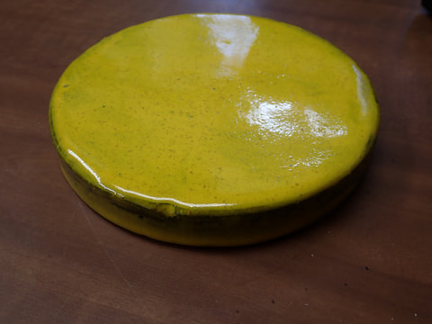 176番　入荷　丸型岩盤北投石粉黛焼付1121ｇ　お風呂　岩盤浴　写真画像