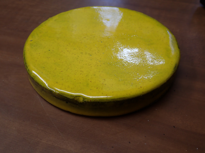 176番　入荷　丸型岩盤北投石粉黛焼付1121ｇ　お風呂　岩盤浴　写真画像