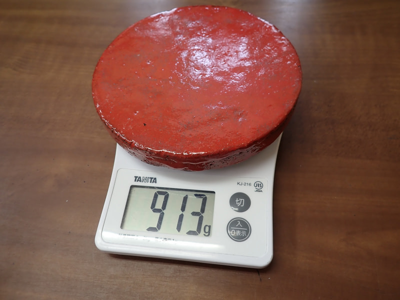 176番　入荷　丸型岩盤北投石粉黛焼付913ｇ　お風呂　岩盤浴　写真画像