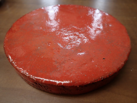 176番　入荷　丸型岩盤北投石粉黛焼付913ｇ　お風呂　岩盤浴　写真画像