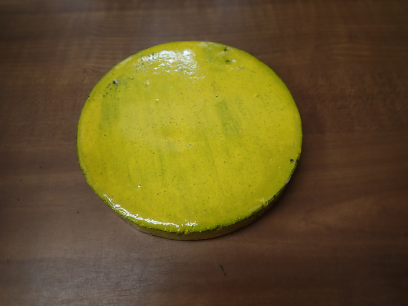 190番　入荷　丸型岩盤北投石粉黛焼付987ｇ　お風呂　岩盤浴　写真画像