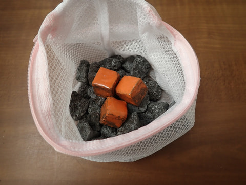 母の日　　　204番お風呂用 （橙焼成北投石3個　玉川溶岩石400g）　　　写真画像