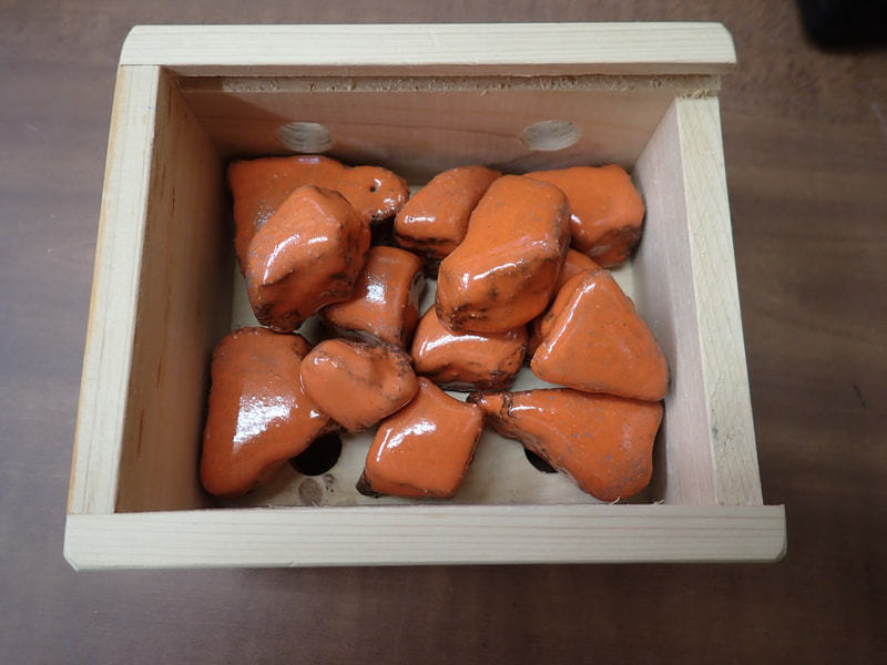 新入荷　18番　お風呂用 オレンジ焼成北投石500gセット　写真画像