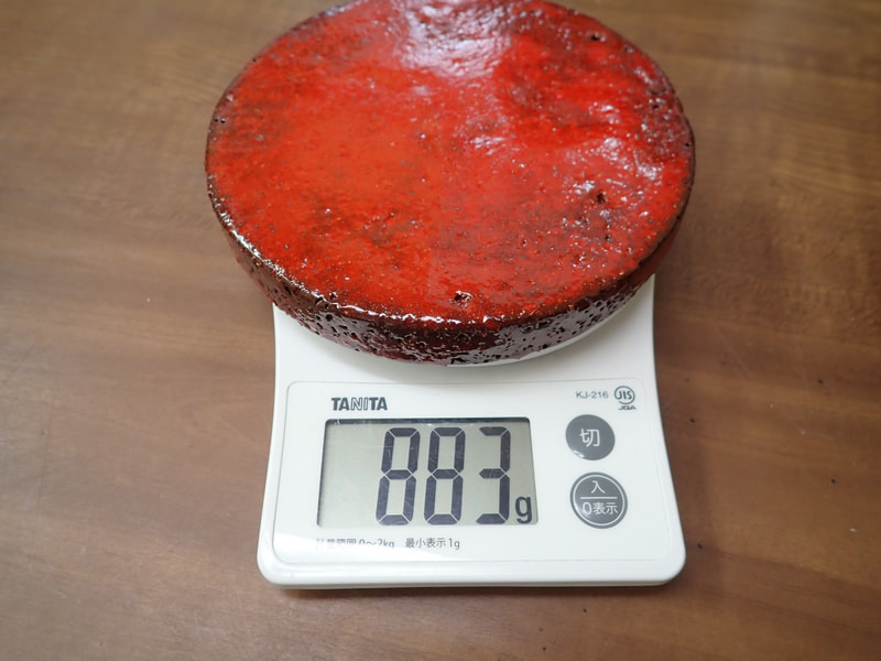 189番　入荷　丸型岩盤北投石粉黛焼付883ｇ　お風呂　岩盤浴　写真画像
