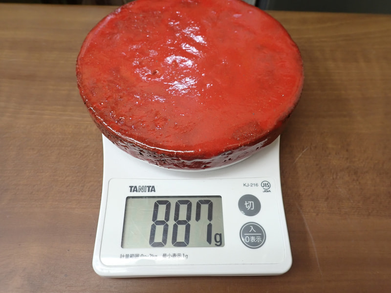 176番　入荷　丸型岩盤北投石粉黛焼付887gｇ　お風呂　岩盤浴　写真画像