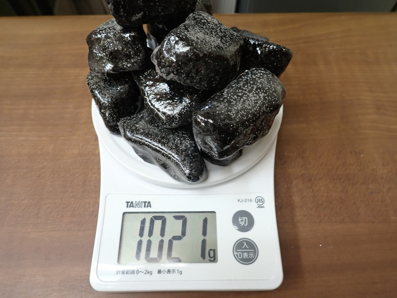 21番　お風呂用 黒焼成北投石1kgセット　写真画像