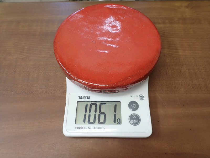 189番　入荷　丸型岩盤北投石粉黛焼付1061ｇ　お風呂　岩盤浴　写真画像