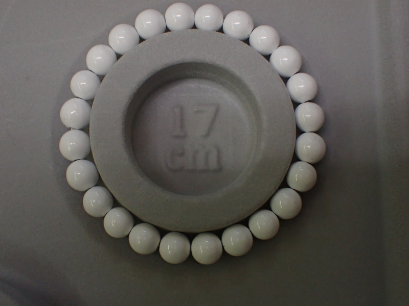 新商品　8mm玉ブレスレット（玉川産北投石）ホワイト（17ｃｍ　24玉）　写真画像