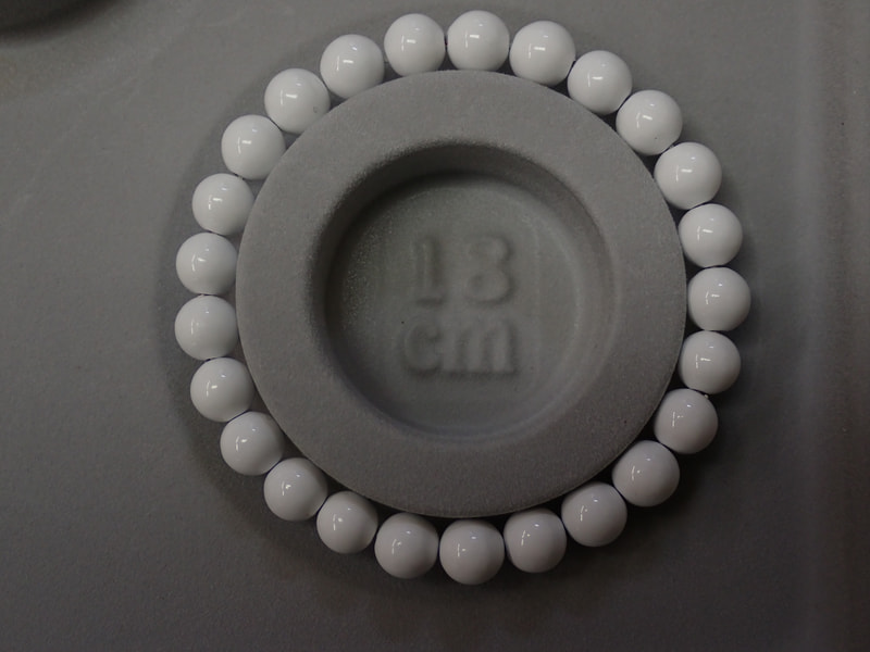 新商品　8mm玉ブレスレット（玉川産北投石）ホワイト（18ｃｍ　25玉）　写真画像