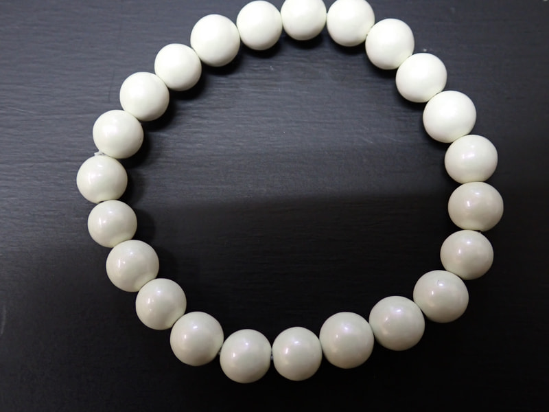 新商品　8mm玉ブレスレット（玉川産北投石）パールホワイト23玉16cm　写真画像