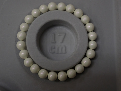 新商品　8mm玉ブレスレット（玉川産北投石）パールホワイト24玉17cm　写真画像