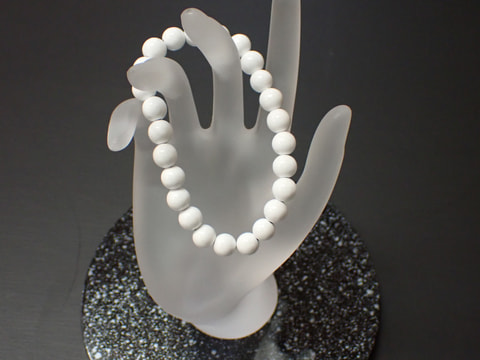 184番　限定新商品　8mm玉ブレスレット（玉川産北投石）クリスタルスーパーホワイト（16ｃｍ23玉）　写真画像