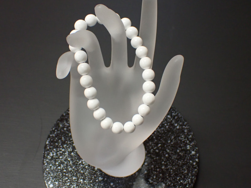184番　限定新商品　8mm玉ブレスレット（玉川産北投石）クリスタルスーパーホワイト（16ｃｍ23玉）　写真画像