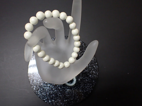 187番　限定新商品　8mm玉ブレスレット（玉川産北投石）イエローパール25玉18cm　写真画像